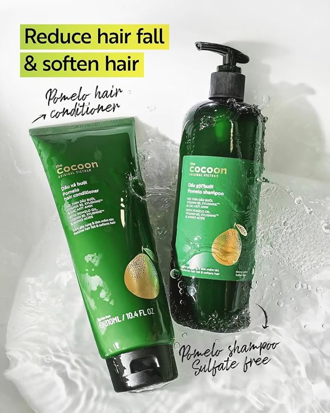 Cocoon Pomelo Oil Shampoo with Xylishine & Amino Acid, Hair Growth Product for Thinning, Damaged, Organic Shampoo No Sulfate, Vegan, Soften, Reduce Loss & Volumize Hair Growth