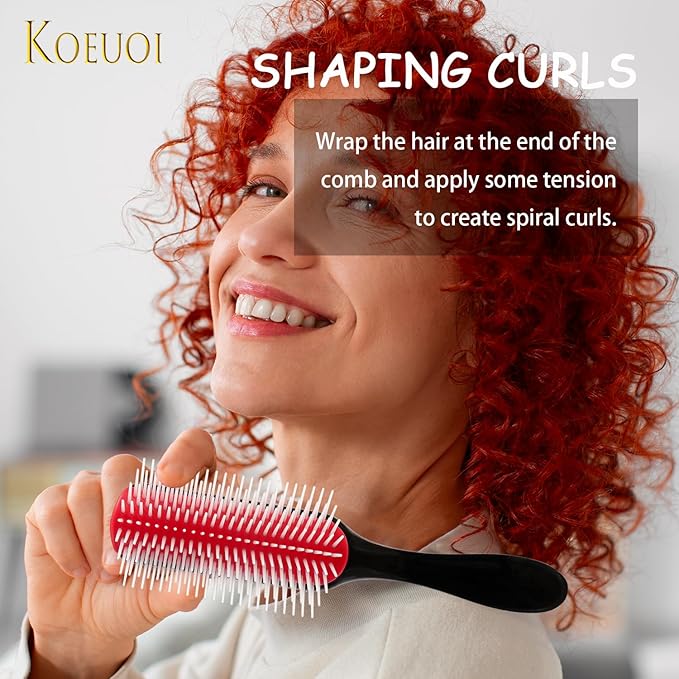 2 Pcs 9 Row Classic Styling Curly Hair Brush for Detangling, Separating, Shaping. For Women and Men Wet or Dry Hair.