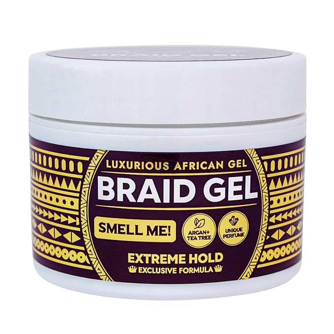 Grip&Loc Luxury Braid Gel Extreme Hold, High Shine Styling Gel & Edge Control, Flake Free with Tea Tree & Argan Oil for Hair, Sleek Braids, Locs & Twists, Made in Korea (5.29 fl oz)