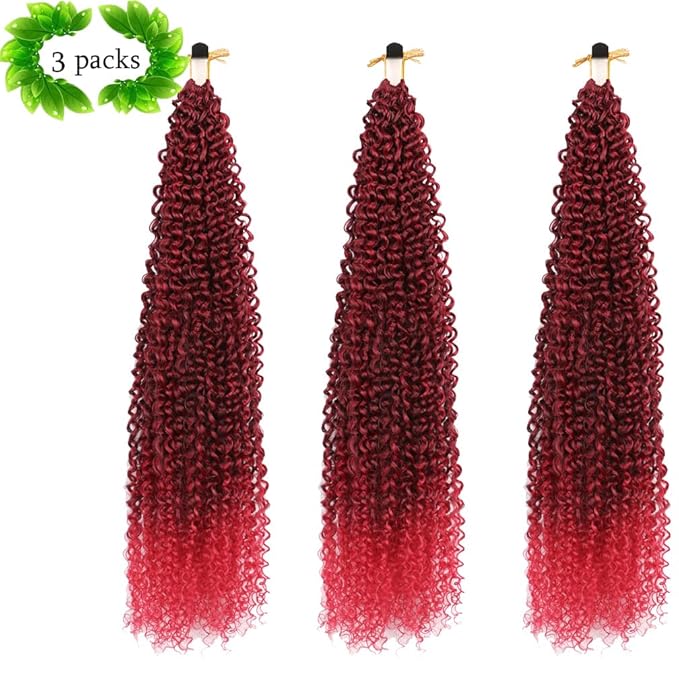 Passion Twist Hair Extensions Black to Red Curly Crochet Hair 12 Inch Short Curly Braiding Hair 3 Packs Ombre Crochet Braids with Curls for Black Women(12",1B Red)