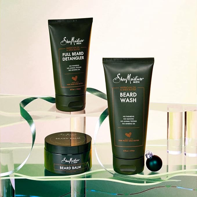 SheaMoisture Beard Care Set – Beard Wash & Full Beard Detangler with Shea Butter & Maracuja Oil, Gifts for Men (2 Piece Set)