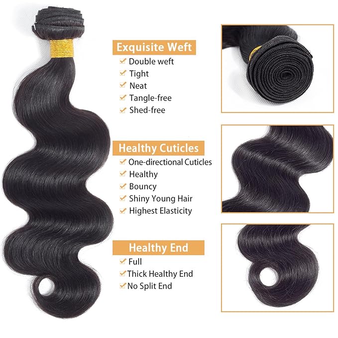 12A Body Wave Bundles Human Hair 100% Unprocessed Brazilian Virgin Hair Body Wave Single Bundles Human Hair Weave 1 Bundles Natural Color (20 Inch)