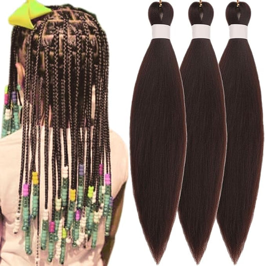 Kids Braiding Hair Pre stretched 16 inches Color 4 Yaki ez Braid Braiding Hair for Kids Knotless Braids