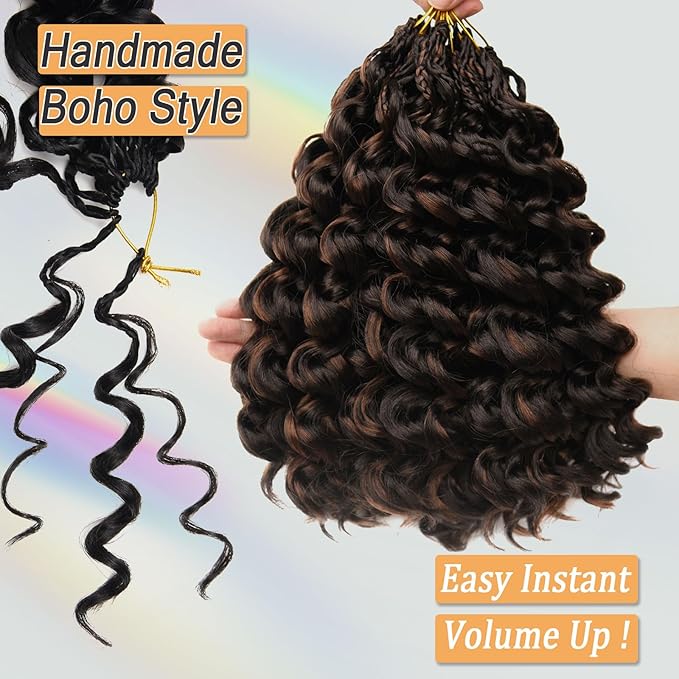 Short Crochet Hair Curly Highlight 4/30 Brown GoGo Curl Crochet Hair for Black Women Ocean Deep Water Wave Beach Curl Crochet Braids Soft Like Human Hair 7 Pack Natural Look Hair Extensions 12 Inch