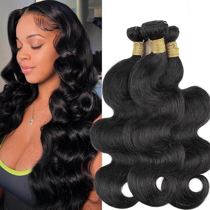 Human Hair Bundles Body Wave Bundles Brazilian Weaves 18 20 22inch 12A 100% Unprocessed Virgin Human Hair Body Wave Quick Raw 3 Bundles Deals Natural Black