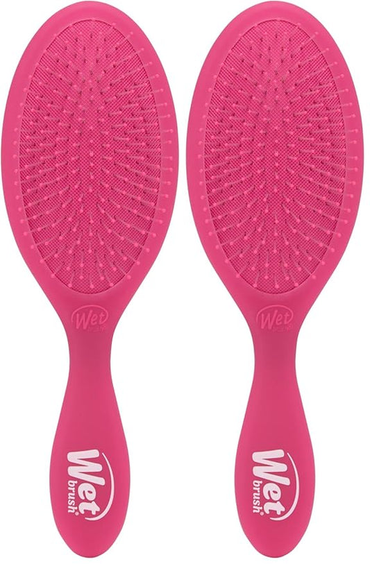 Wet Brush Original Detangler Hair Brush, Pink Frost - Ultra-Soft IntelliFlex Bristles - Detangling Brush Glides Through Tangles For All Hair Types (Wet Dry & Damaged Hair) - Women & Men (Pack of 2)