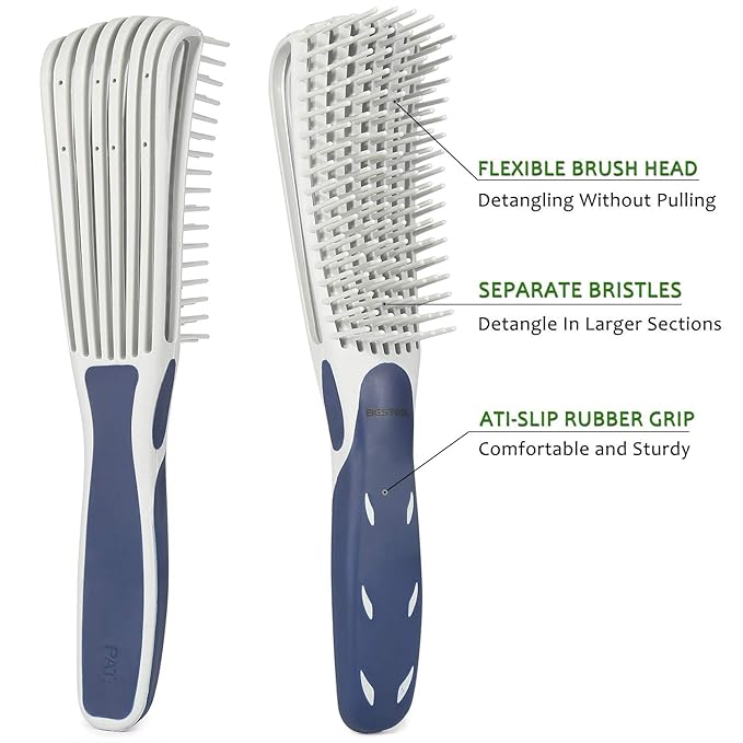 BESTOOL Detangling Brush for Curly and Natural Black Hair, Afro 3/4abc Texture, Faster and Easier Detangling of Wet or Dry Hair with No Pain (Blue)