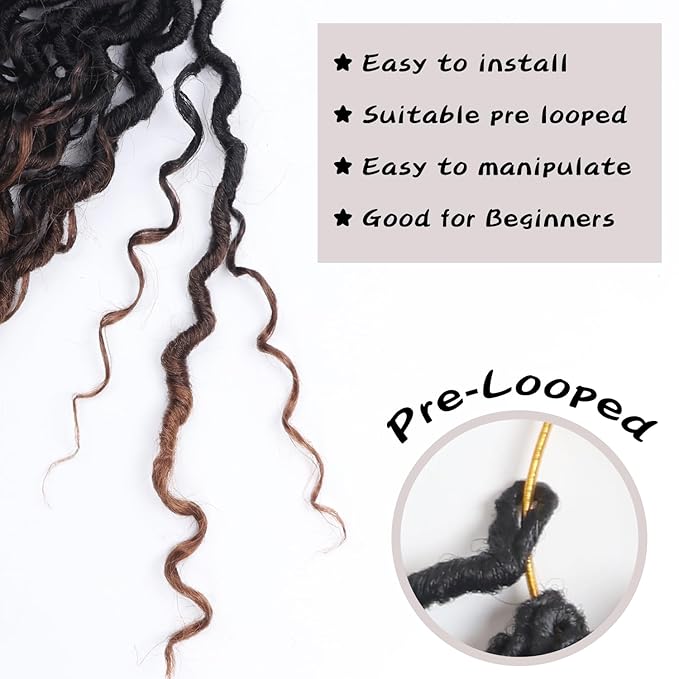 Goddess Locs Crochet Hair,8 Inch 9 Packs Faux Locs Synthetic Crochet Hair for Black Women, Boho Style Pre looped crochet with Curly Ends