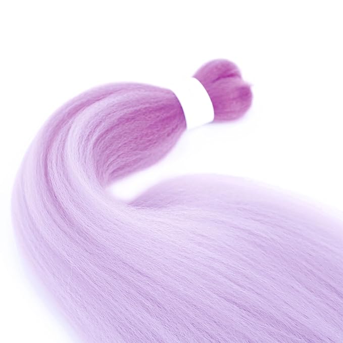 Ombre Purple Braiding Hair Pre Stretched 24 Inch 3 Packs Light Lavender braiding hair Purple to Braiding Hair for Box Braids Twists Locs Soft Yaki Texture Hot Water Setting (#Purple/Light Purple)