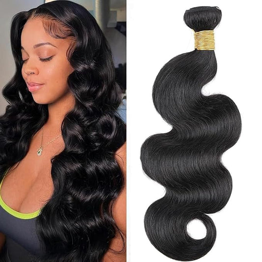 Human Hair Bundles Body Wave Bundle Brazilian One Bundle 16inch 12A 100% Unprocessed Virgin Human Hair Body Wave Quick Weave Raw Bundles Deals Natural Black