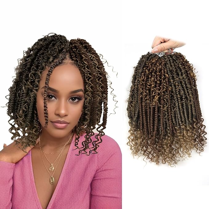 Passion Twist Hair 14inch Passion Twist Crochet Hair Short Bohemian Braiding Hair Pre Looped Passion Twist Crochet Braids Soft Pre Looped Curly Crochet Hair Faux Locs Passion Twist Hair for Women 96pc