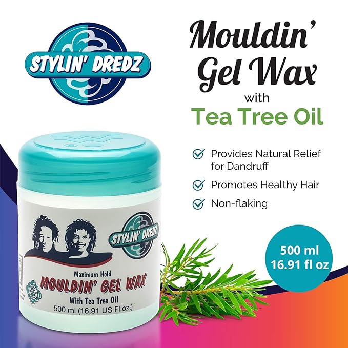 Stylin Dredz Mouldin' Gel Wax with Tea Tree Oil - Twist n Lock - Maximum hold (500 ml, Pack of 2)