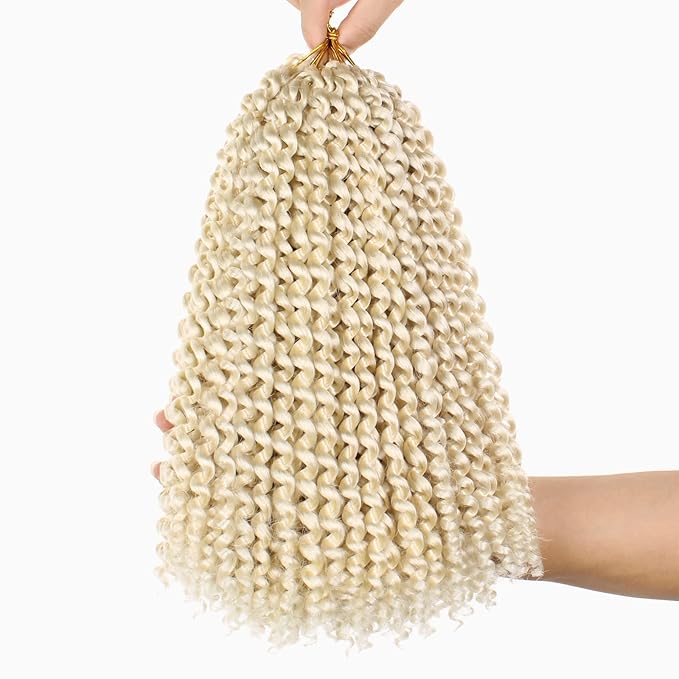 Leeven 2 Packs Blonde Synthetic Water Wave Passion Twist Crochet Braids Hair for Women 12 Inch Short Bohemian Twist Braiding Hair for Distressed Butterfly Locs Hair 613#