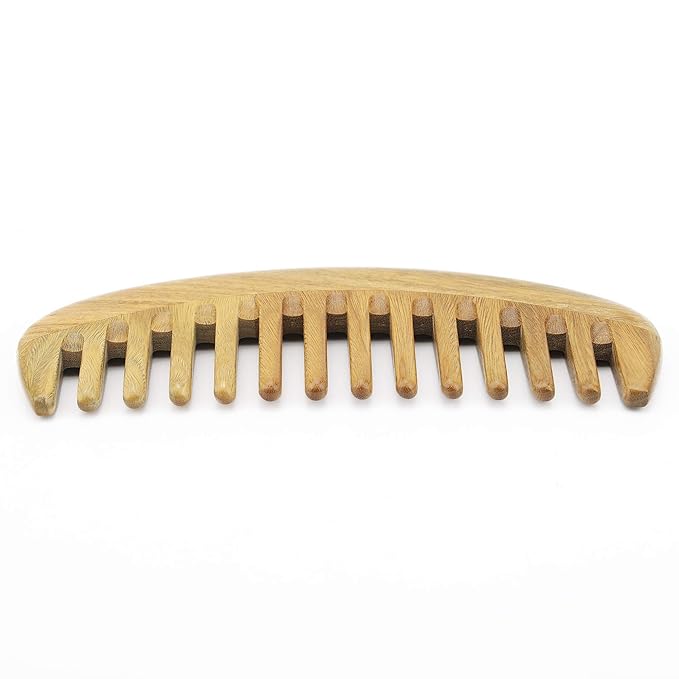 Onedor Handmade 100% Natural Green Sandalwood Hair Combs - Anti-Static Sandalwood Scent Natural Hair Detangler Wooden Comb (Oval Wide Tooth)