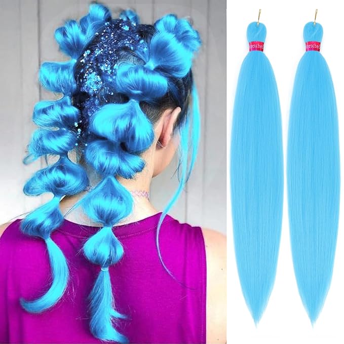 L.Blue Braiding Hair Pre Stretched 2 Packs Box Braids Hair Extensions 26 Inches Synthetic Pre Stretched Braiding Hair