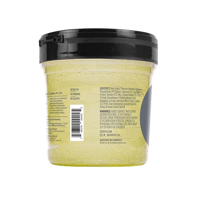 Eco Style Black Castor and Flaxseed Oil Styling Gel - Helps Nourish and Repair Damaged Hair - Promotes Healthy Scalp - Provides Superior and Weightless Hold - Delivers Long Lasting Shine - 8 oz