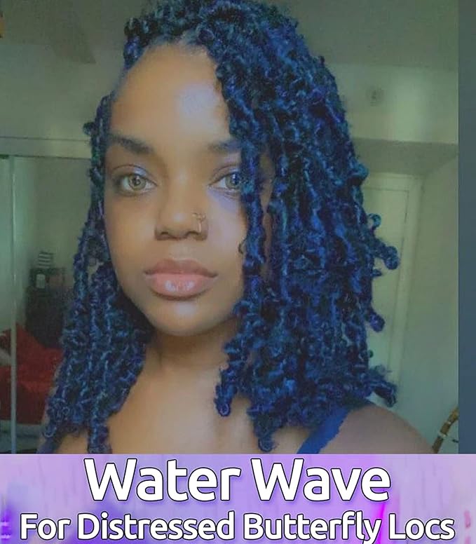 6 Packs Passion Twists Hair 18inch Ombre Blue Water Wave Crochet Hair for Butterfly Soft Locs Synthetic Crochet Hair Passion Twist Long Bohemian Locs Braiding Hair Extensions (18" 6packs Tblue#)