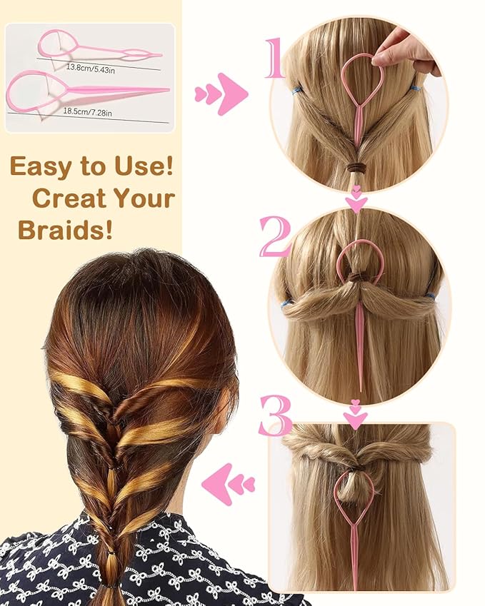 Hair Wax Stick & Styling Accessories - Smooths Flyaways for Kids & Women, 1000 Elastic Hair Ties, 1 Slick Back Hair Brush, 2 Hair Loop Styling Tools - Creates Ponytails & Braids for Teen Girls Gifts