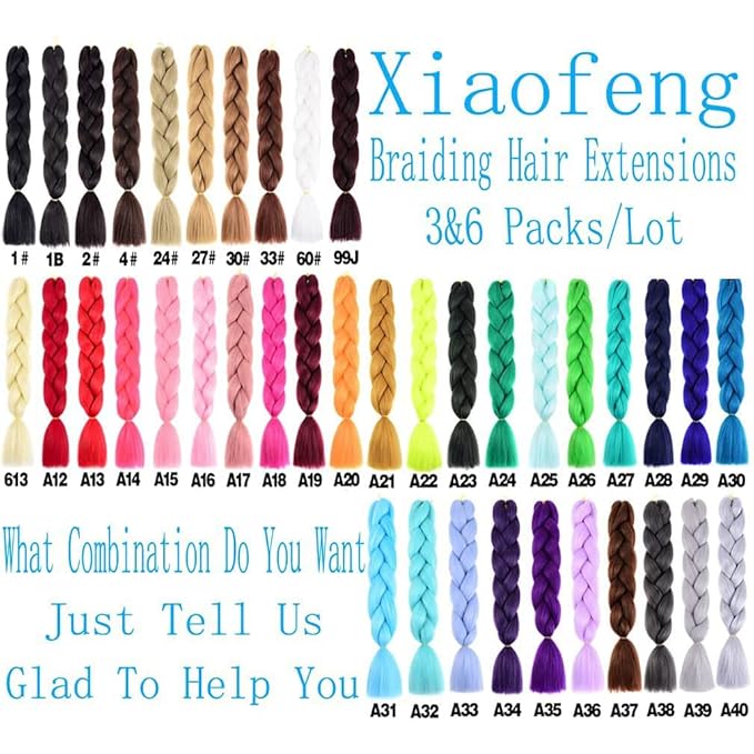 Xiaofeng Braiding Hair Extensions for Women 3 Packs 100g/Pack 24Inch High Temperature Ombre Jumbo Synthetic Braiding Hair for Twist Crochet Braids (blue-sky blue-yellow-light pink-rose)