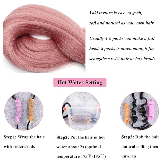 Rouge Pink Braiding Hair Pre Stretched Kanekalo Prestretched Braiding Hair 30 inch Colored Hair Extensions for Braiding Box Braids Knotless Braiding Hair