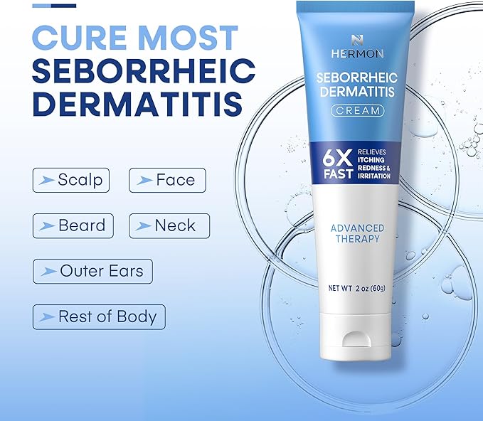 Hermon Seborrheic Dermatitis Scalp Treatment Cream: Soothing Itching Redness Scaling of Seborrheic Dermatitis - Fast-Acting Anti-Itch Ointment for Scalp Face Chest and Body for Men and Women 1 Pack
