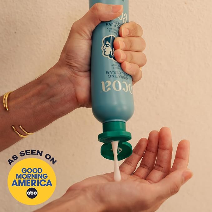 OCOA Beauty Hydrating Curl Cream with Hibiscus, Mango Butter, and Marula Oil - Defines, Moisturizes, Controls Frizz & Protects from Heat - For Curly & Wavy Hair, 8 oz