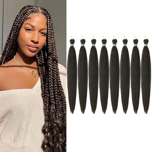 4# Pre stretched Braiding Hair 8 Packs Pre feathered Braid Hair Extensions 36 Inches Hair Braids