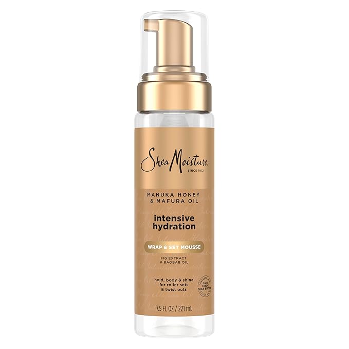 Shea Moisture Manuka Honey & Mafura Oil Wrap & Set Mousse Hydrating Made for Hold, Body, & Shine 7.5 oz