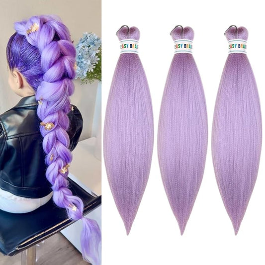 Kids Braiding Hair Pre stretched 16 inches Purple Yaki ez Braid Braiding Hair for Kids Knotless Braids