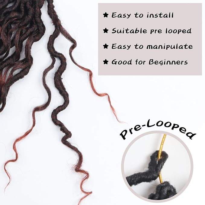 Goddess Locs Crochet Hair 10 Inch 9 Packs Synthetic Faux Locs Crochet Hair for Black Women, River Locs Hair Extensions Style Pre looped Crochet with Curly Ends