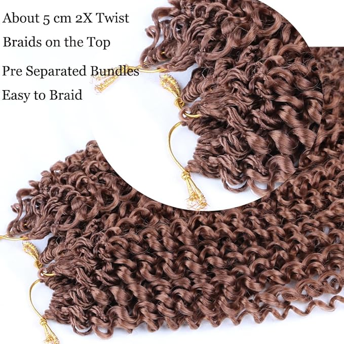 Passion Twist Hair Extensions Brown Crochet Hair 12 Inch Short Curly Braiding Hair 3 Packs Crochet Braids with Curls for Black Women(12",30#)