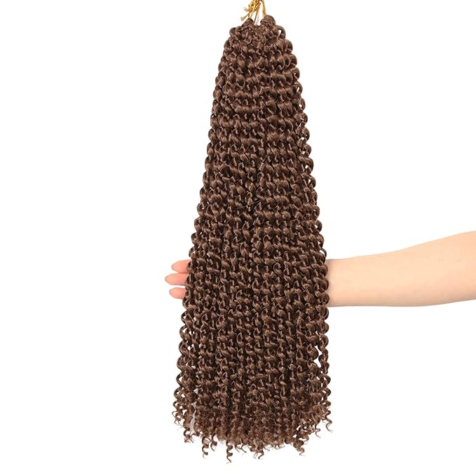 24 Inch Passion Twist Hair, Brown Water Wave Crochet Hair 22 Strands/Pack Passion Twist Crochet Hair For Women Long Passion Twists Braiding Hair Curly Braiding Hair (24 Inch (Pack of 2), #30)