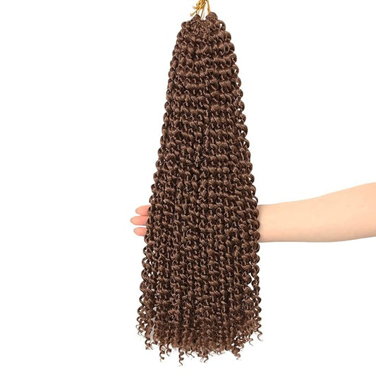 24 Inch Passion Twist Hair, Brown Water Wave Crochet Hair 22 Strands/Pack Passion Twist Crochet Hair For Women Long Passion Twists Braiding Hair Curly Braiding Hair (24 Inch (Pack of 2), #30)