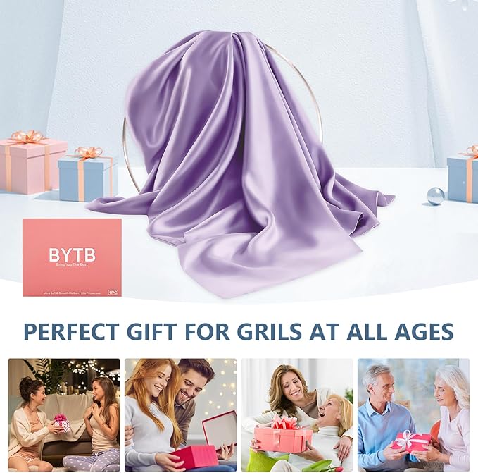 Silk Pillow Cases Queen Size 100% Mulberry Silk Pillowcase for Hair and Skin 22 Momme Both Side Grade 6A Silk Cooling Soft Breathable 20 x 30 Inches with Hidden Zipper 1PC, Lavender