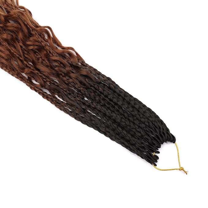 18 Inch Goddess Box Braids Crochet Hair for Black Women 8 Packs Crochet Box Braids Pre-looped Boho Box Braids Crochet Braids Synthetic Braiding Hair Extension 1b/30/27