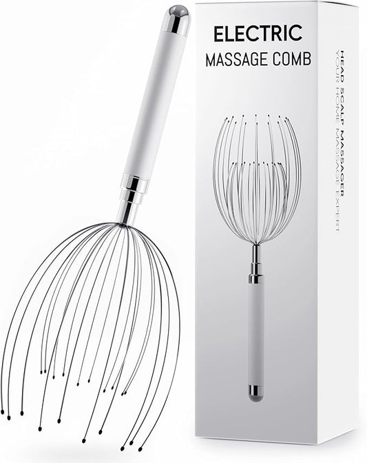 Head Massager Scalp, Electric Scalp Massager with 20 Metal Fingers – Head Scratcher & Hair Massage Tool, Waterproof Head Massage for Stress Relief, Stocking Stuffers Gift for Women & Men