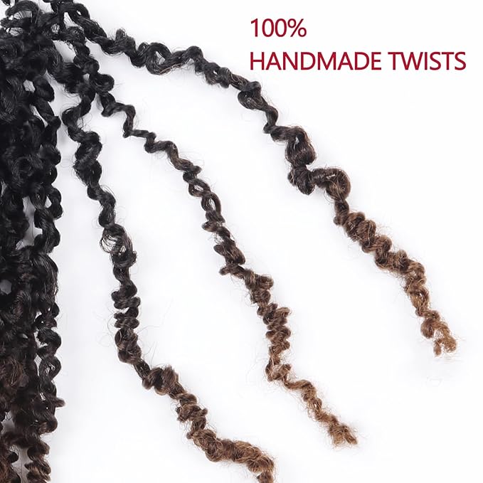 Yanky Twist Crochet Hair, PILLUGER Yaki Twists Hair Micro Spring Twist Braids,9 Packs Pre-looped passion Twist Brown Senegalese With Curls Crochet Synthetic Hair Extensions(1B/4/30)