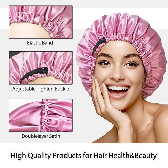 Silk Bonnet for Sleeping Women,Adjustable Satin Bonnet for Women Curly Natural Hair,Double Layer Anti Frizz Soft Sleep Cap.