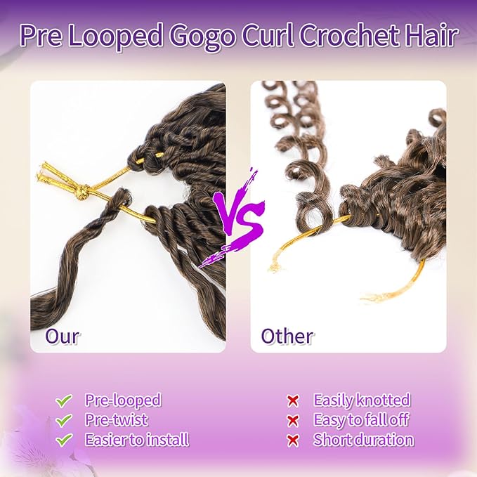 Gogo Curl Crochet Hair 7 Packs Pure Protein Fiber Close to Human Hair Pre looped Water Wave Crochet Hair Deep Twist Synthetic Braiding Hair for Women (T30, 18Inch)