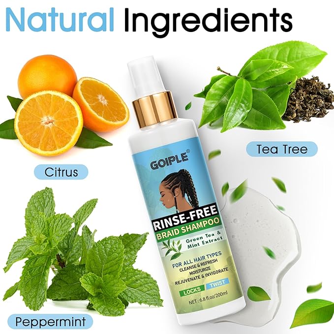 Braid Foam Control Mousse Braiding Mousse No-Water Braid Shampoo for Braids, Twist, Locs - Hair Foaming No Flake Extra Hold - Rinse-Free Dreadlock Shampoo for Build-Up, Odor, Itch & Flakes(2PCS)