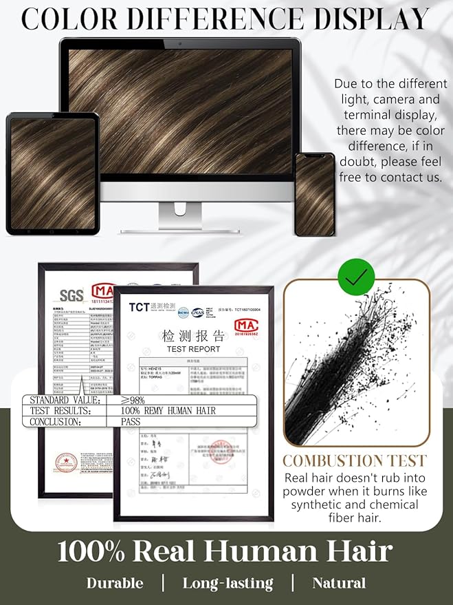 LOXXY Double Layered PU OVO Hair Extension - 18 Inch 100g Butterfly Hand Tied Weft Hair Extensions Human Hair With Holes - Darkest Brown to Chestnut Brown Highlights，Weft Width 31.5"(80cm)