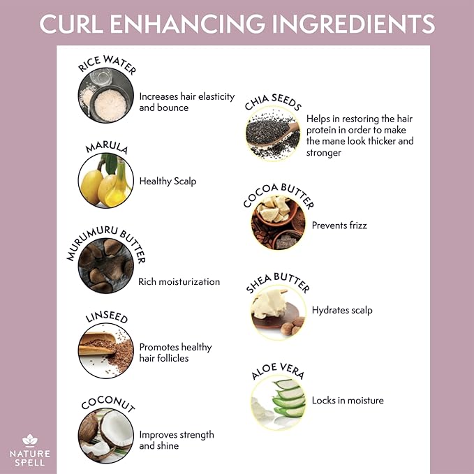 Nature Spell Curl Enhancing Hair Mask, Sulfate & Paraben Free, Deeply Moisturizes & Hydrates Kinks, Coils & Curls, with Coconut Oil & Aloe Vera, Color Safe, For All Curl Types, Vegan, 13.52 fl oz
