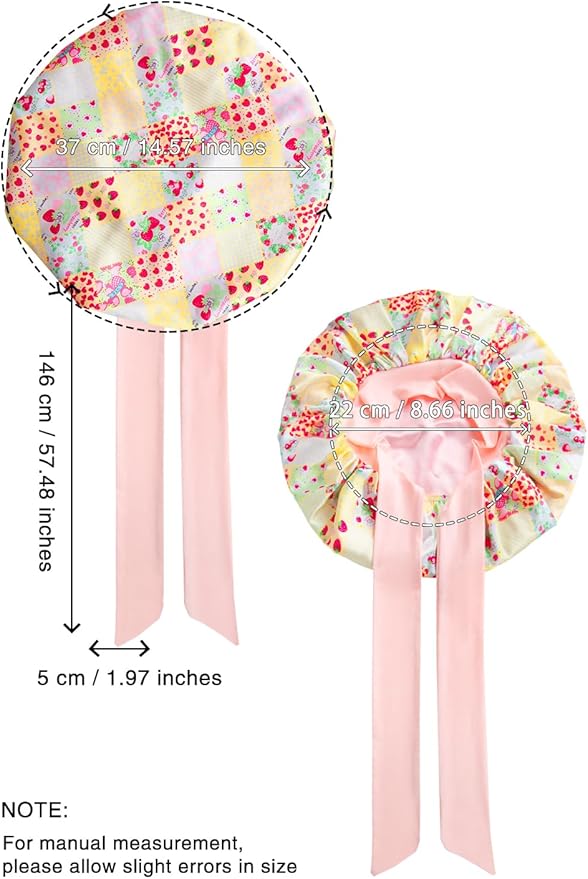 Double Layer Silk Bonnet with Tie Satin Lined Sleep Cap Hair Cover for Women's Curly Natural Hair