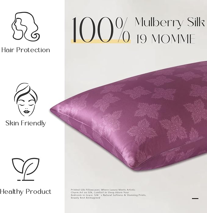 ZIMASILK 100% Pure Mulberry Silk Pillowcase for Hair and Skin Health, Soft and Smooth, Both Sides Premium Grade 6A Silk, 600 Thread Count, with Hidden Zipper, 1pc (Queen 20"x30", Dark Mauve)