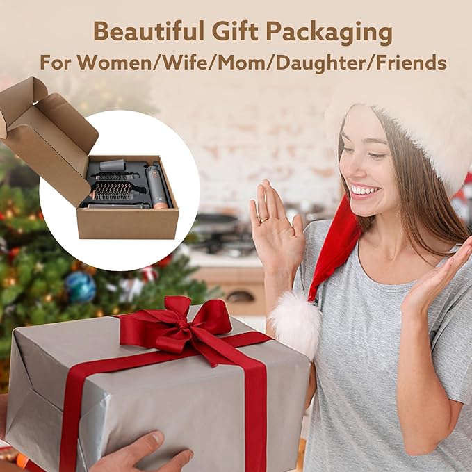 Hair Dryer Hot Air Styler: High-Speed Blow Dryers with Negative Ionic for Fast Drying Frizz Control, Airflow Auto Wrap Curling Iron Curler Oval Volumizer Round Brush for Styling Smoothing Volumizing