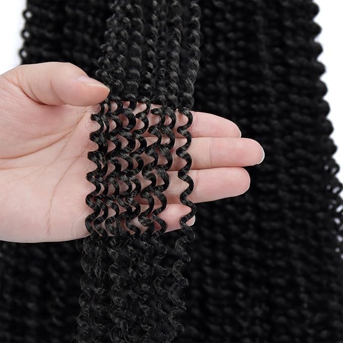 Dorsanee Passion Twist Hair 30 Inch 7 Packs Water Wave Crochet Hair Long Bohemian Curly Braiding Hair for Butterfly Locs, Faux Locs, Boho Style Spring Twist Crochet Braids (1B#)