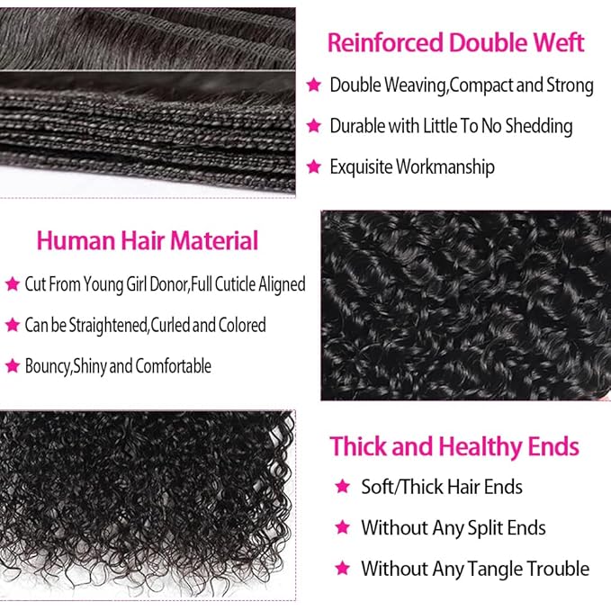 Water Wave Bundles Human Hair 100% Unprocessed Human Hair Bundles(20 22 24 Inch)12A Brazilian Virgin Human Hair Wet and Wavy Bundles Water Curly Hair Weft Natural Color