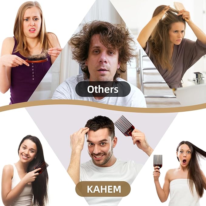 KAHEM Wide Tooth Pick Comb for Long, Thick, Curly Hair - 6.89 Inch Detangling and Lifting Comb for Women and Men's Hair Styling