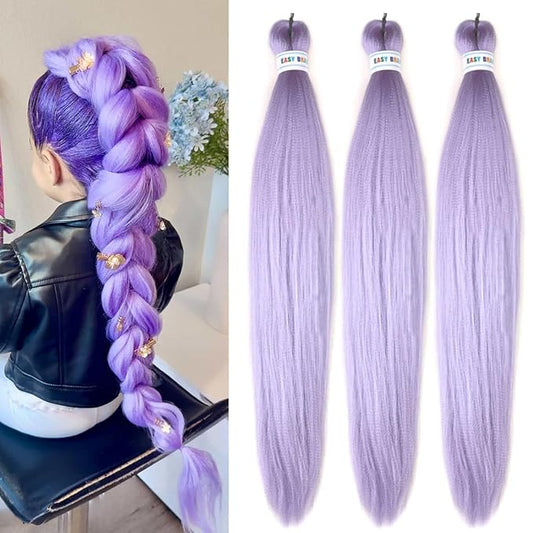 Lavender Purple Braiding Hair Pre Stretched Braiding Hair Extensions