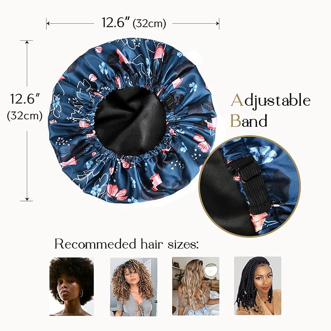 YANIBEST Adjustable Satin Bonnet Double Layer Hair Bonnet for Sleeping Bonnets for Women Hats Curly Natural Hair, Orchid
